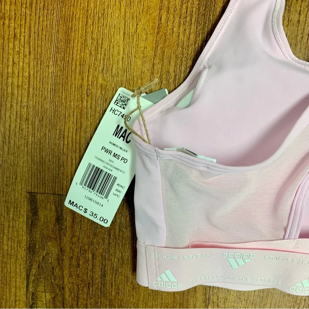 NWOT Pink Adidas Sports Bra - Picture 6 of 9
